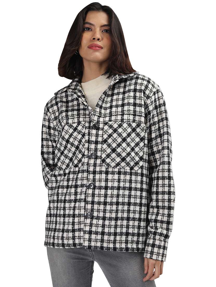 women white long sleeves shackets