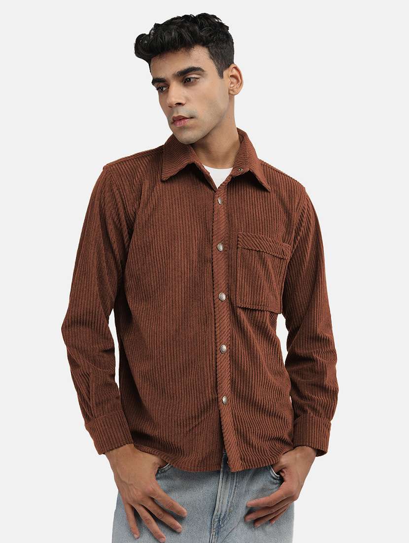 men long sleeve solid shacket