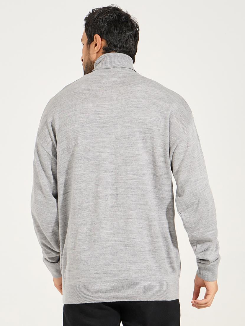 men solid grey acrylic pullover - 21494302 - Standard Image - 1