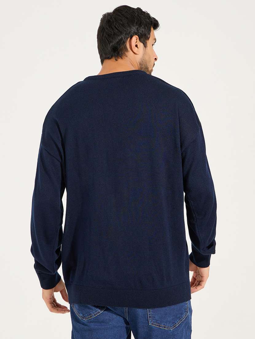 men navy blue solid pullover - 21494308 -  Standard Image - 1