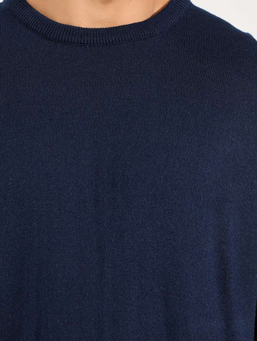 men navy blue solid pullover - 21494308 -  Standard Image - 4