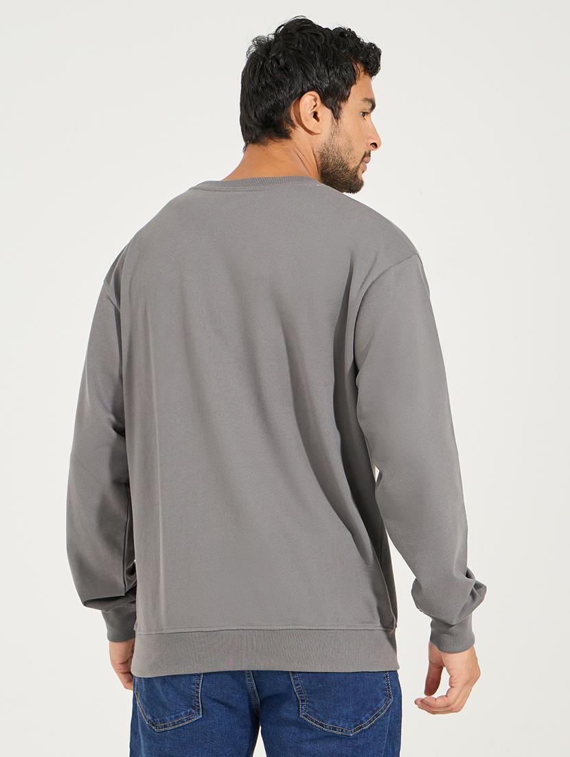men grey cotton plain sweatshirt - 21494310 -  Standard Image - 1