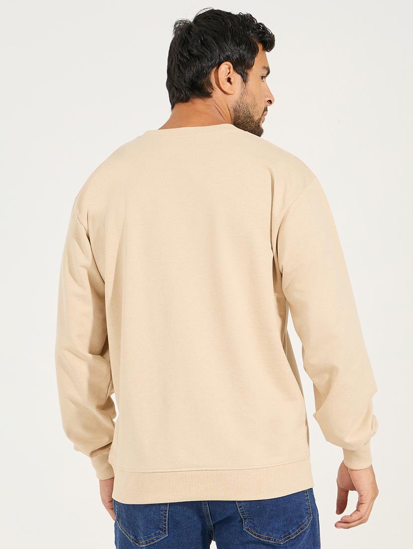 men beige cotton plain sweatshirt - 21494312 - Standard Image - 1