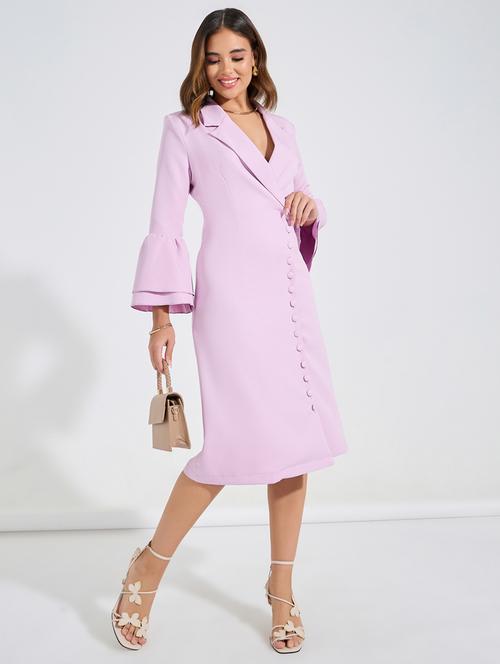 women lavender polyester a-line dress - 21494329 - Standard Image - 0