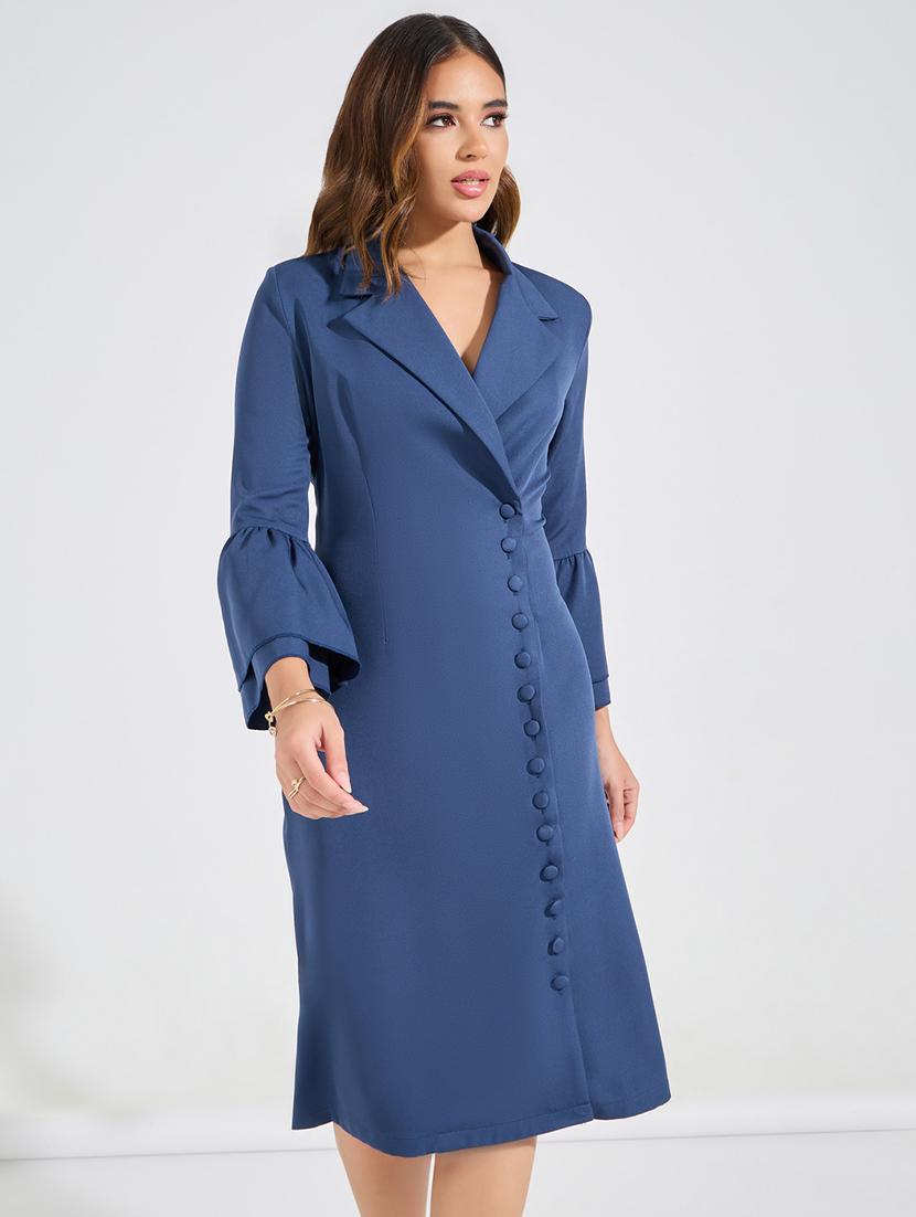 women navy blue polyester coat dress dress - 21494330 -  Standard Image - 1