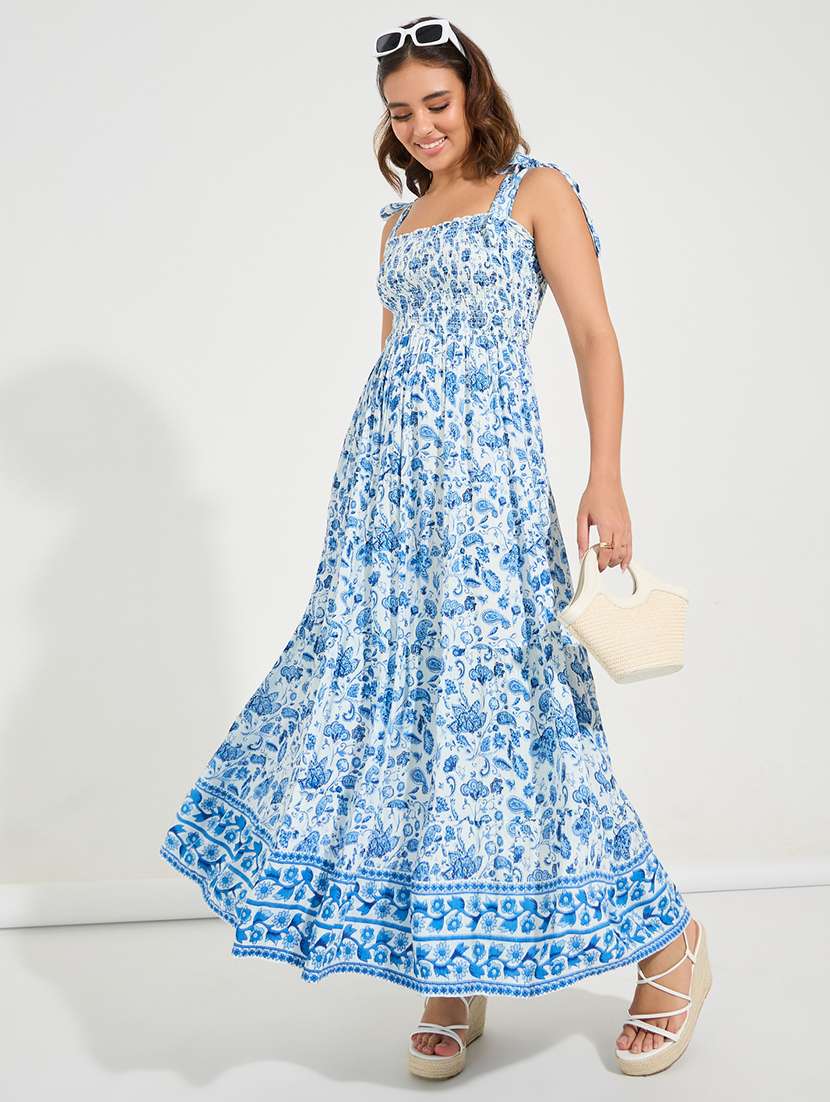 women white cotton fit & flare dress - 21494331 -  Standard Image - 1