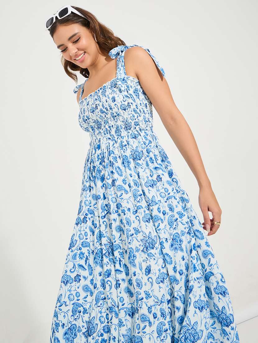 women white cotton fit & flare dress - 21494331 -  Standard Image - 4