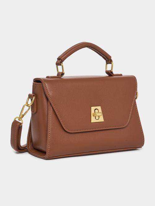 women brown pu handbag - 21494349 -  Standard Image - 0