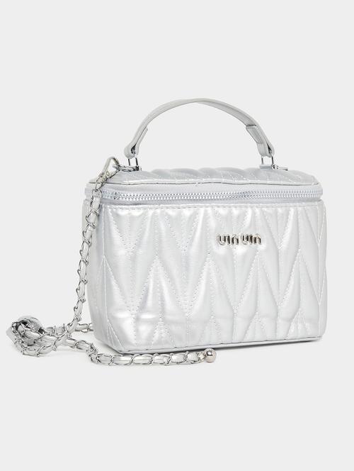 women silver pu handbag - 21494382 - Standard Image - 0