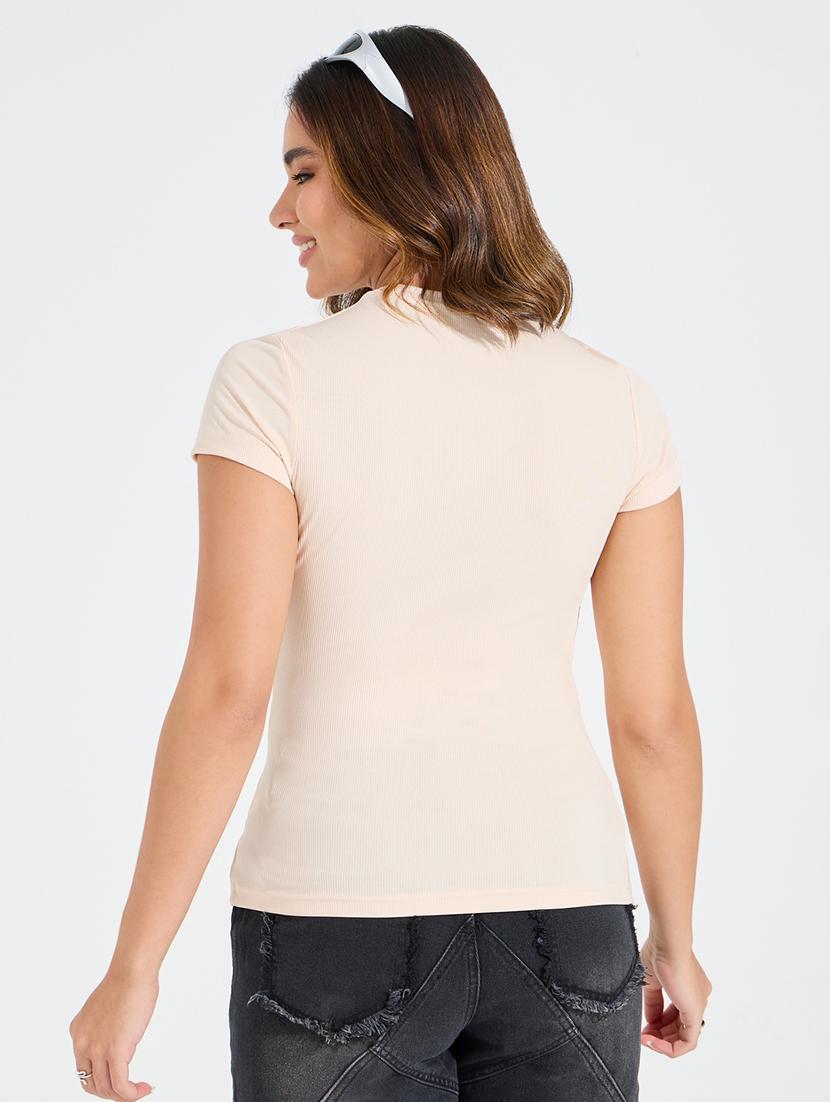 women beige polyester asymmetric top - 21494402 - Standard Image - 1
