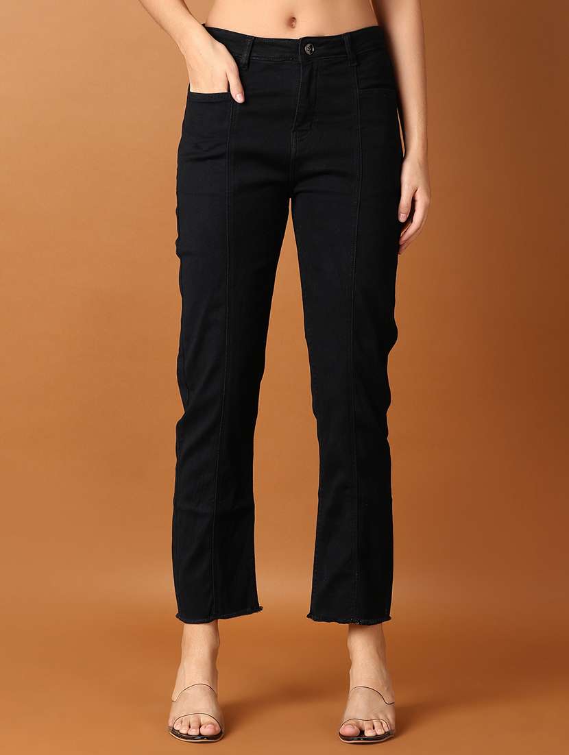 women black solid jean
