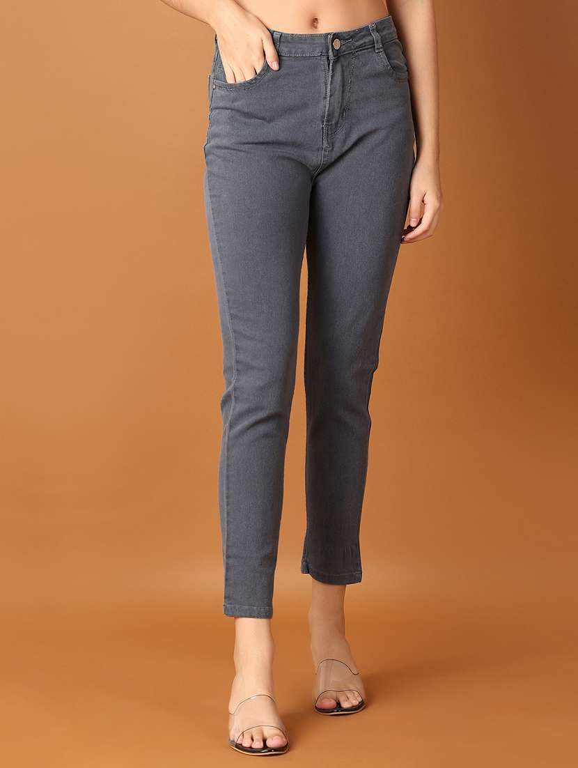 women grey plain jean