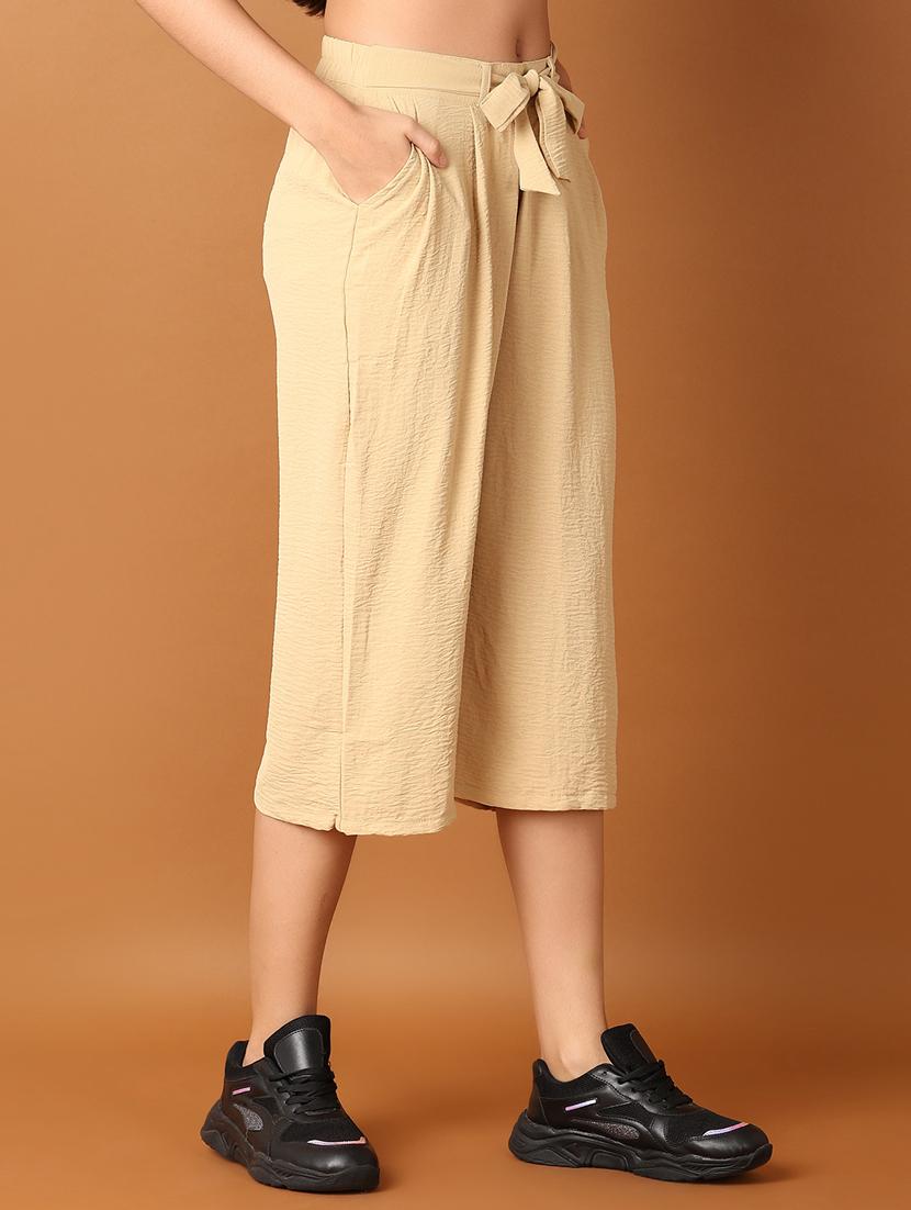 women beige solid capri - 21494520 -  Standard Image - 1
