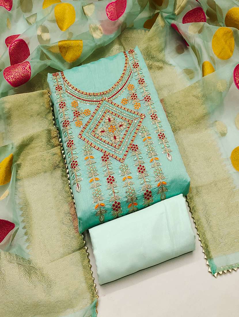 women embroidered unstitched suit set