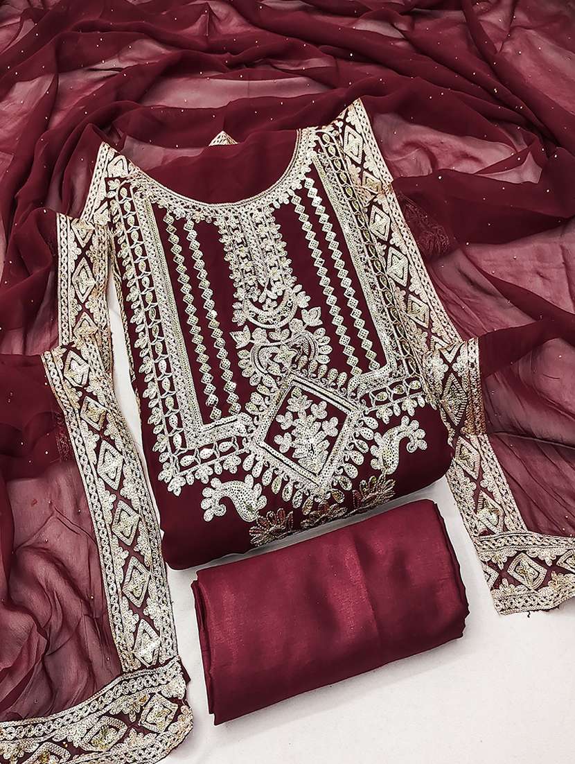 women embroidered unstitched suit set