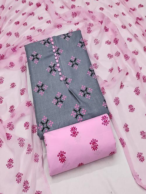 women grey printed unstitched suits - 21494629 - Standard Image - 0