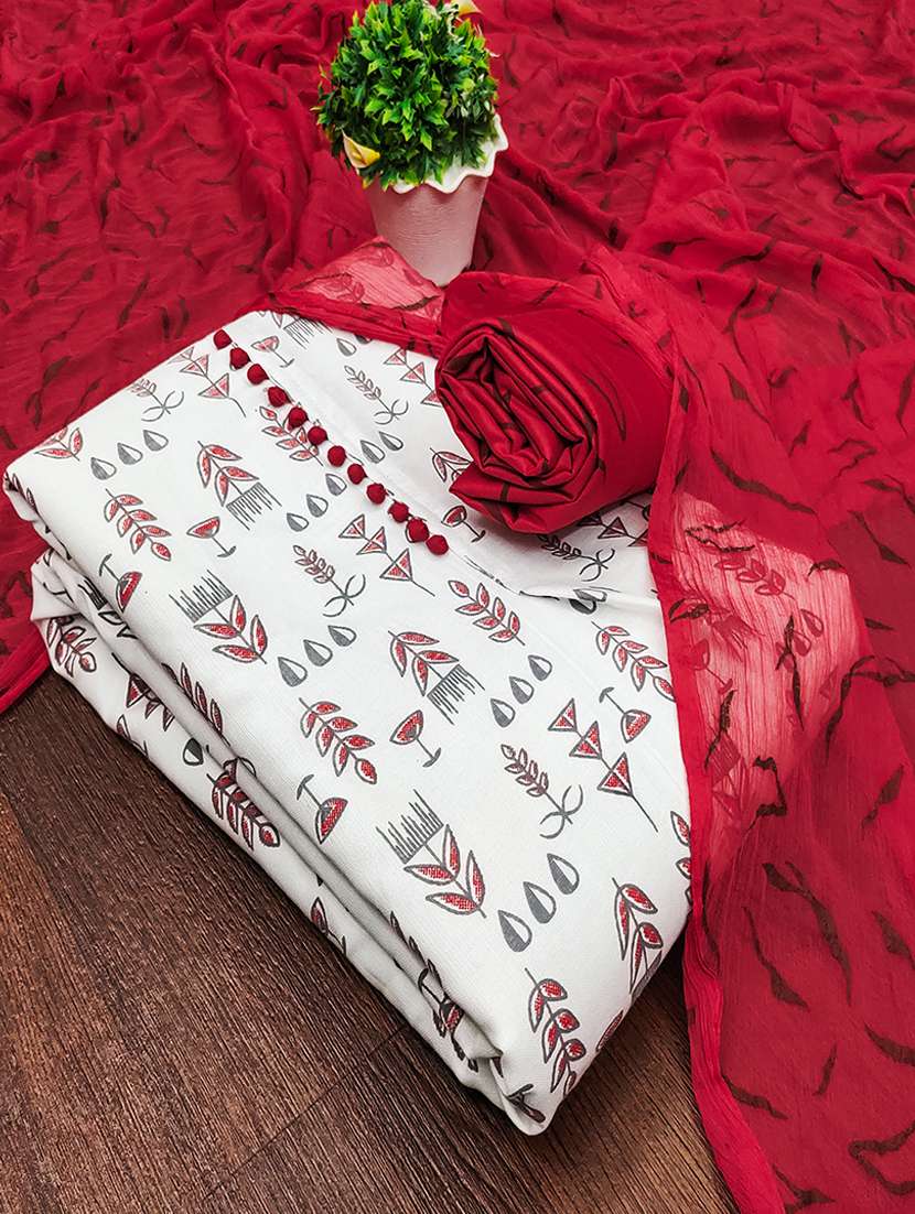 women white printed unstitched suits