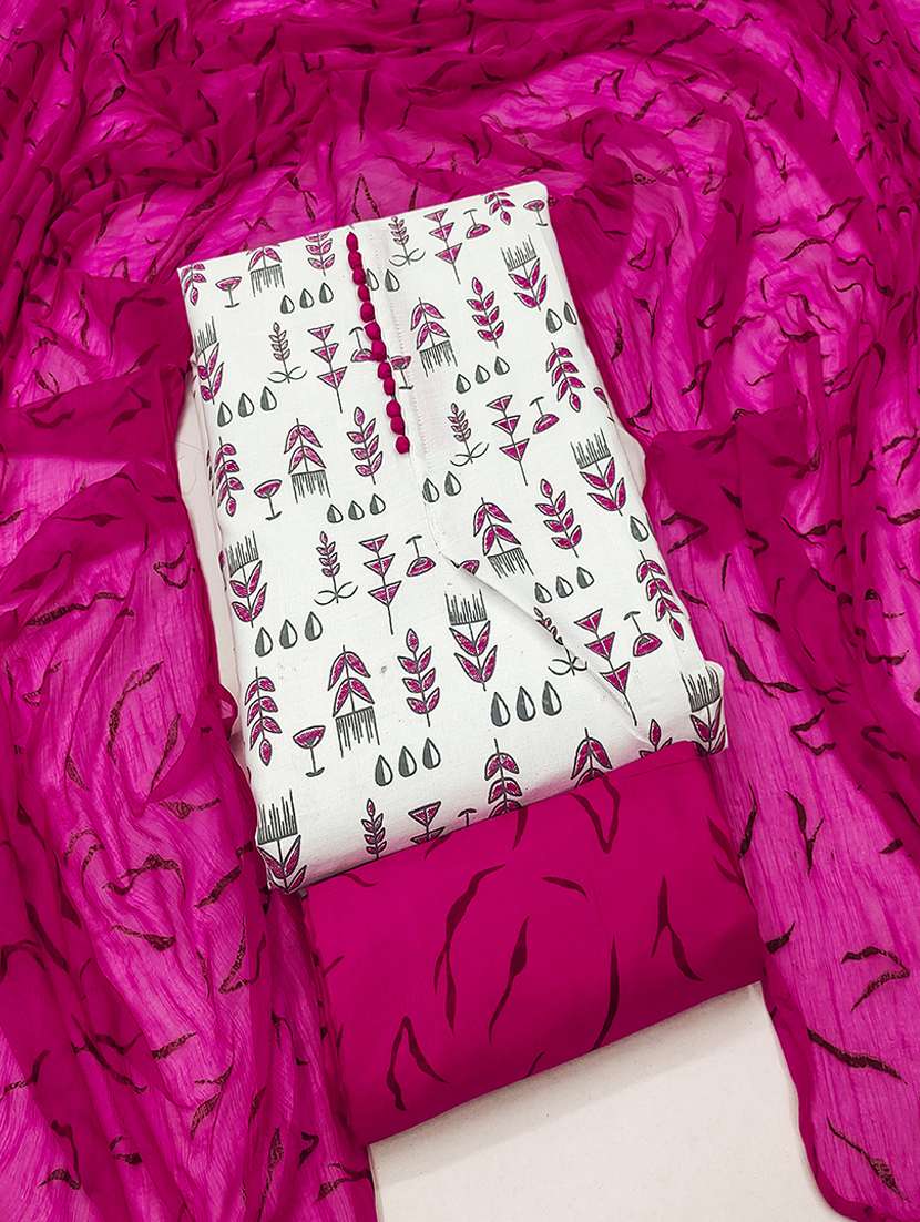 women white printed unstitched suits - 21494633 -  Standard Image - 1