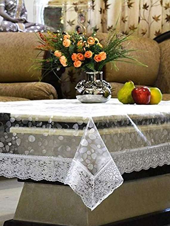 neutral printed table cloth