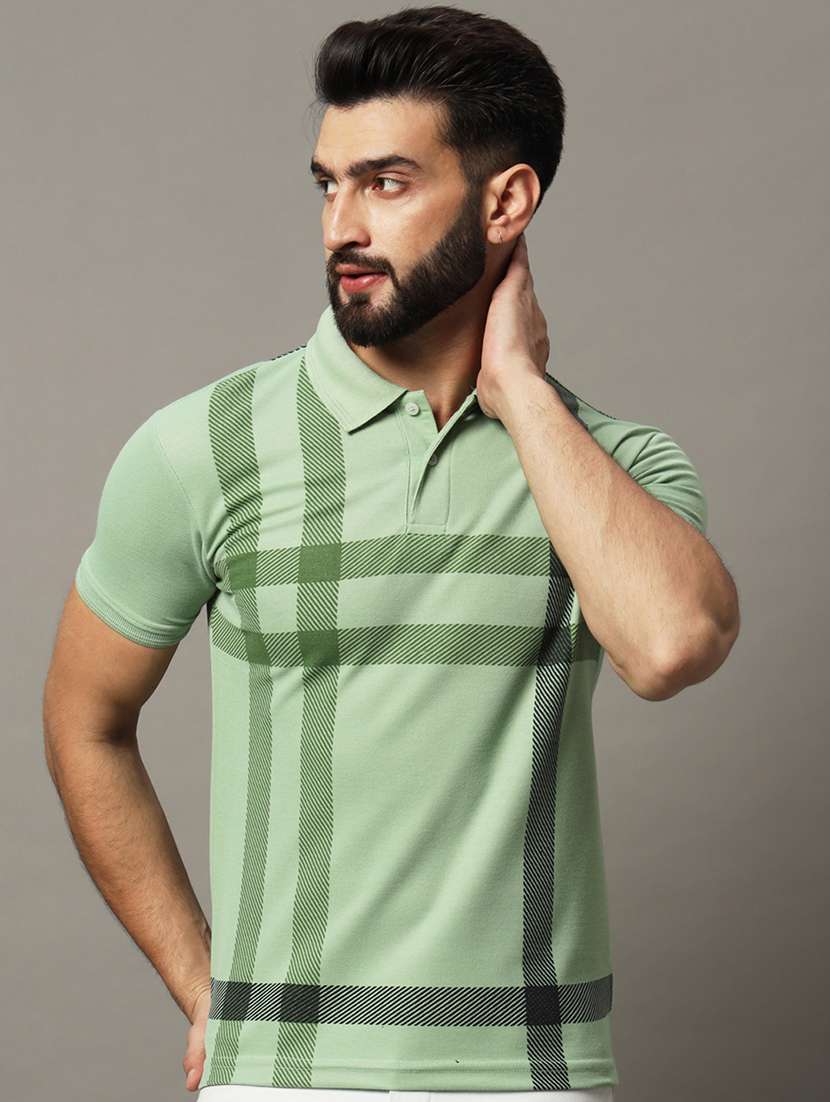 men checkered polo t-shirt - 21494825 - Standard Image - 1