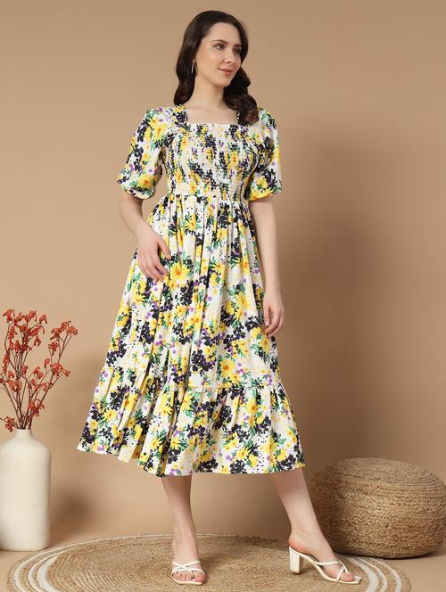 women white crepe fit and flare dress - 21495044 -  Standard Image - 0