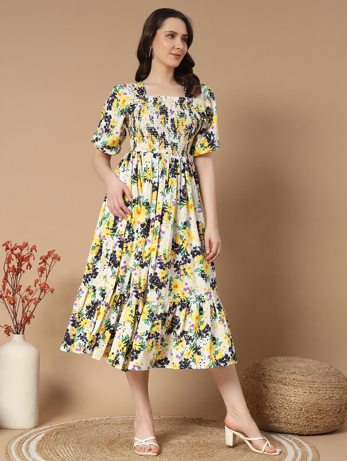 women white crepe fit and flare dress - 21495044 -  Zoom Image - 0