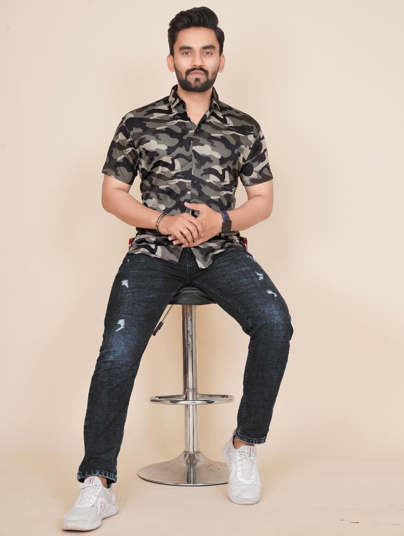 men camouflage short sleeve casual shirt - 21495060 - Standard Image - 4
