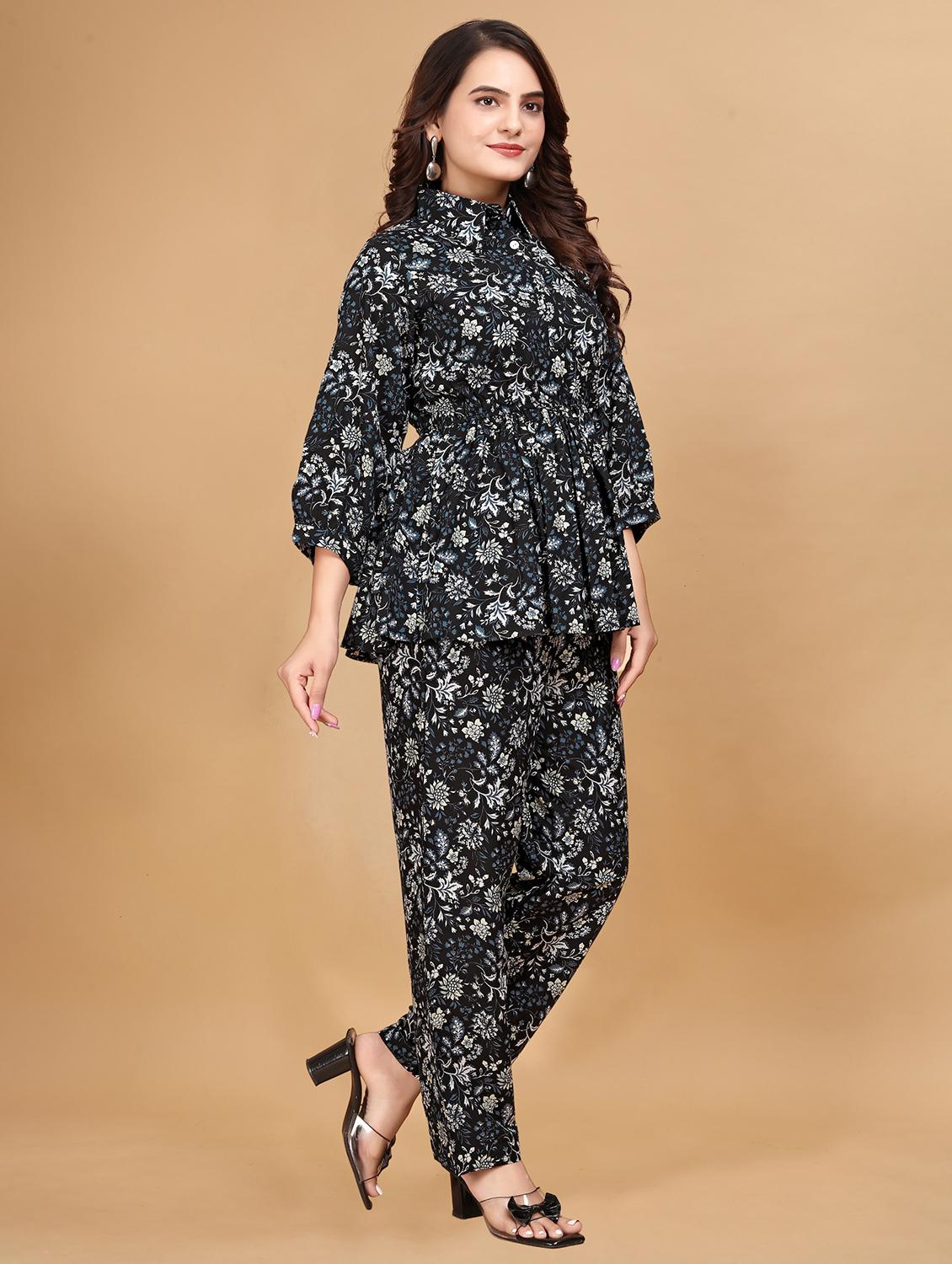 women black floral printed co-ord set - 21495069 -  Standard Image - 1