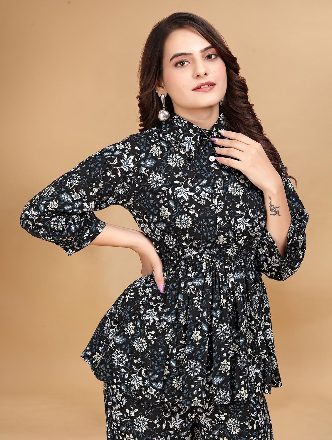 women black floral printed co-ord set - 21495069 - Standard Image - 4