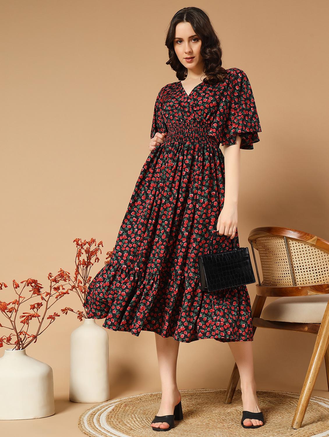women black crepe fit and flare dress - 21495168 -  Zoom Image - 0