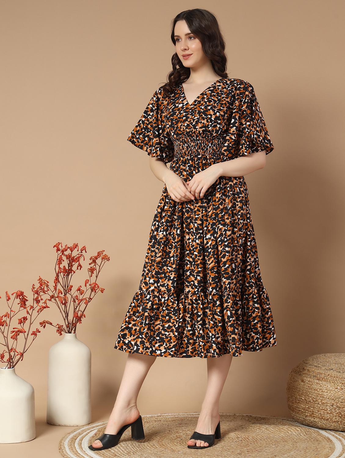 women black crepe tiered dress - 21495169 - Standard Image - 1