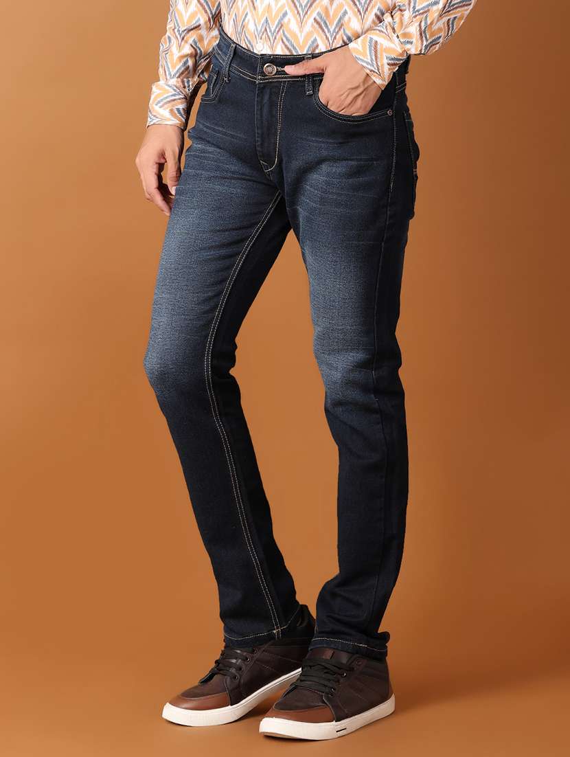 men blue plain jean - 21495218 -  Standard Image - 1