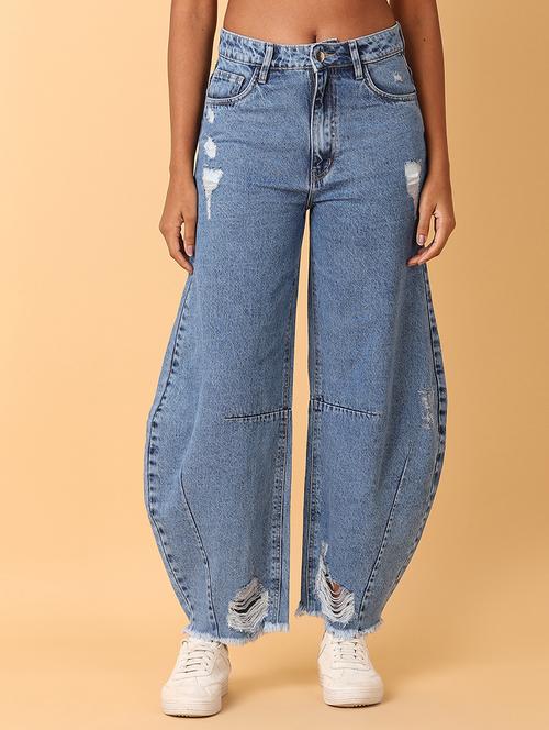 women solid mid rise baggy jean - 21495234 -  Standard Image - 0
