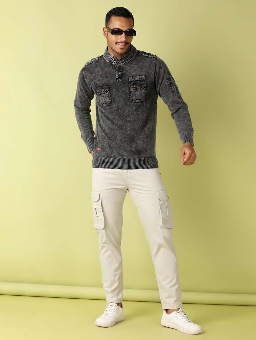 men solid regular fit cargo pant - 21495240 -  Standard Image - 4