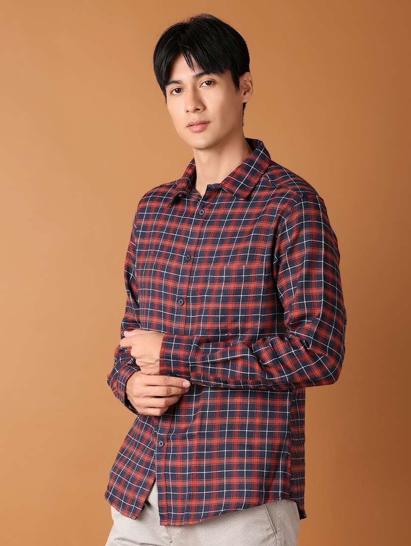 men collared checks casual shirt - 21495246 -  Standard Image - 1