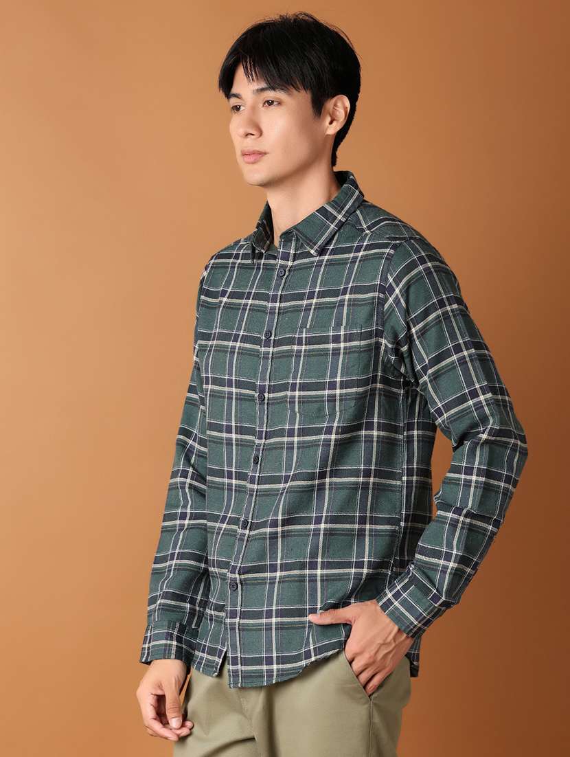 men collared checks casual shirt - 21495247 -  Standard Image - 1