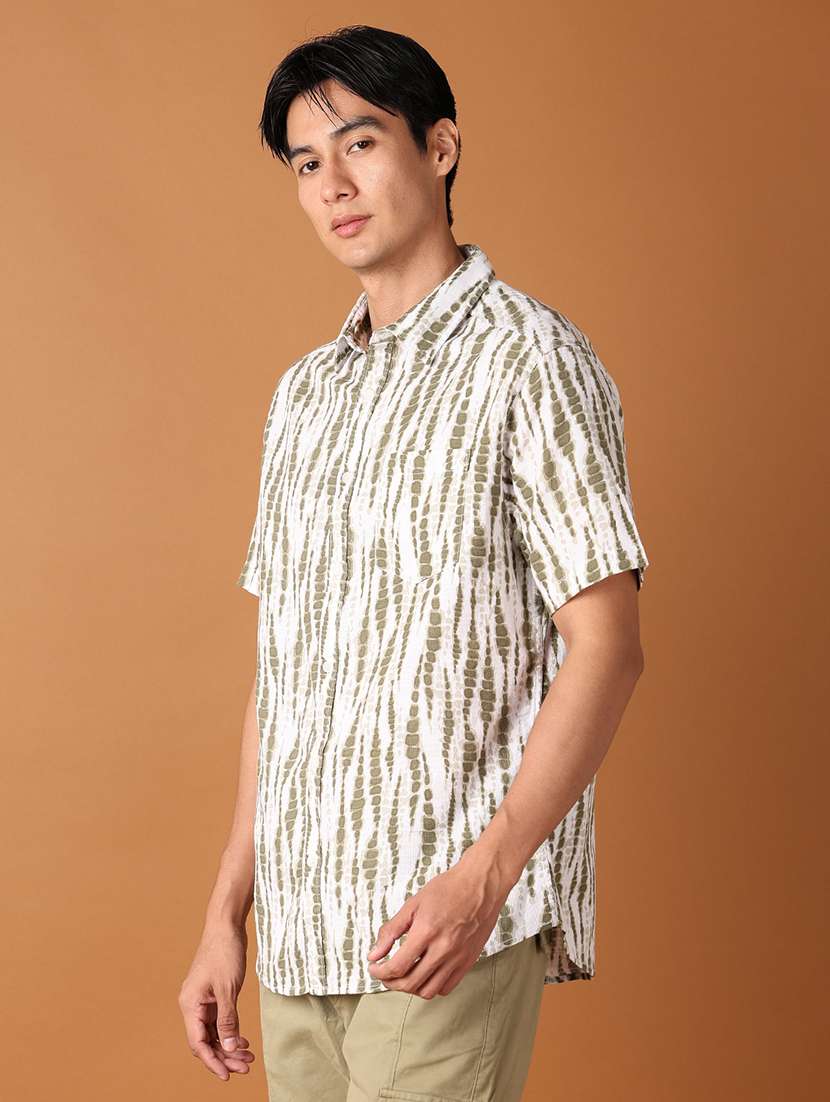 men collared tie & dye casual shirt - 21495270 -  Standard Image - 1