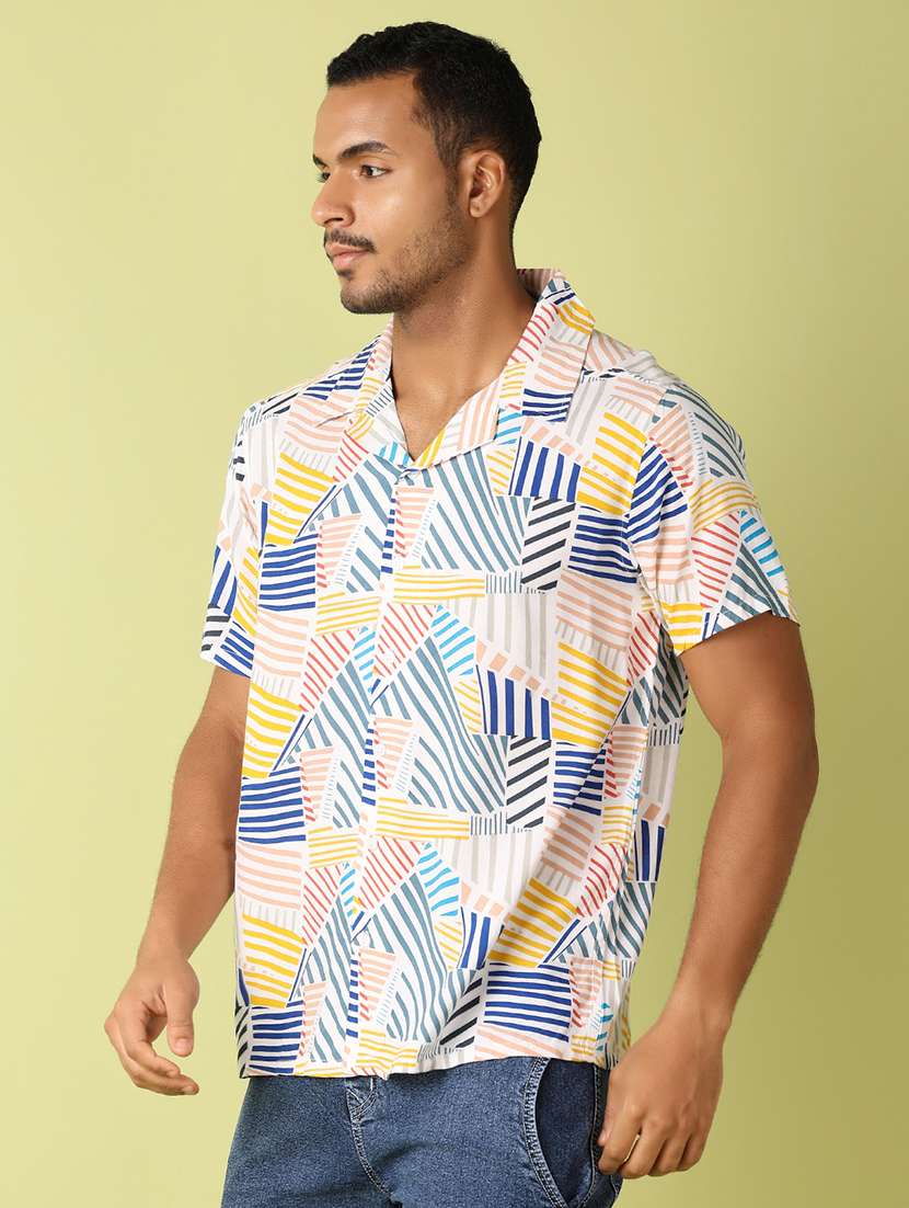 men collared printed casual shirt - 21495272 -  Standard Image - 1