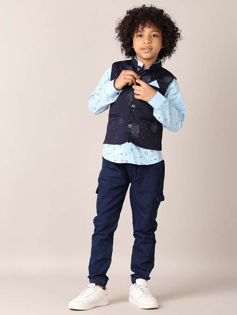 boys printed long sleeves shirt & jeans set - 21495273 -  Standard Image - 1