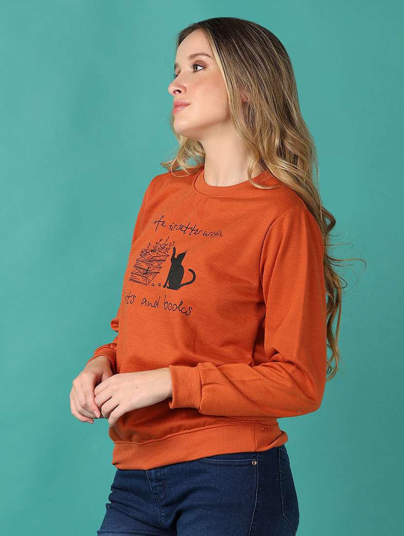 women front print long sleeves sweatshirt - 21495275 -  Standard Image - 1