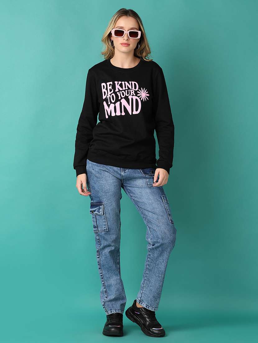 women front print long sleeves sweatshirt - 21495277 -  Standard Image - 4