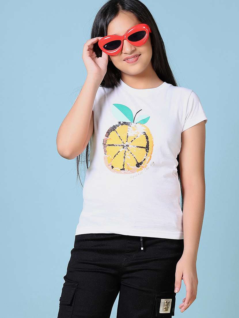 girls front print cotton tee - 21495322 -  Standard Image - 1