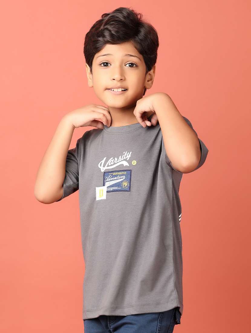 boys printed round neck t-shirt - 21495358 - Standard Image - 1
