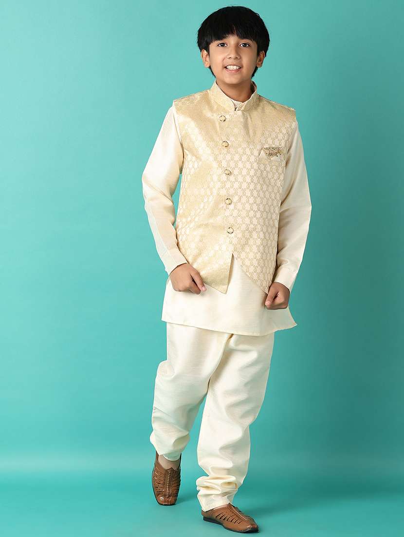 boys self design kurta set with jacket - 21495395 -  Standard Image - 1