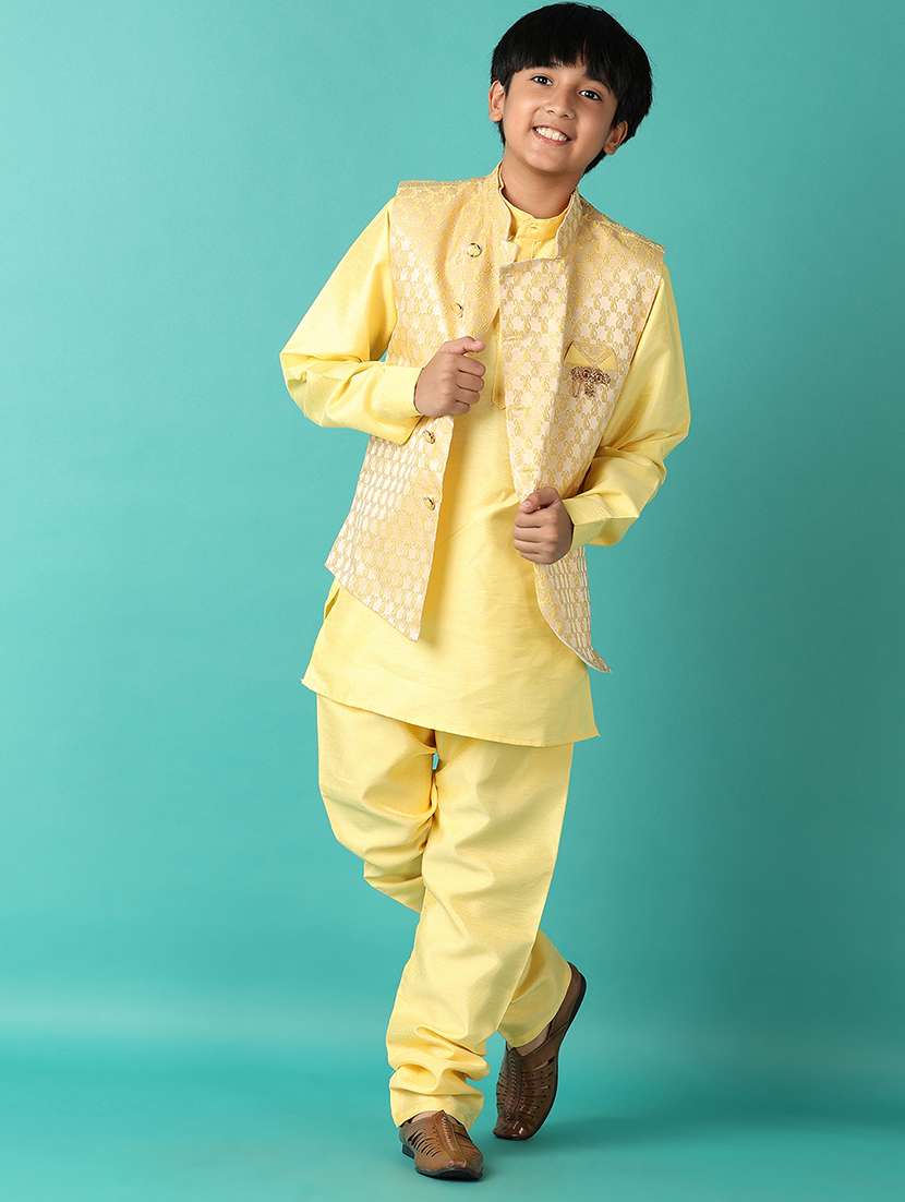 boys self design kurta set with jacket - 21495399 -  Standard Image - 1