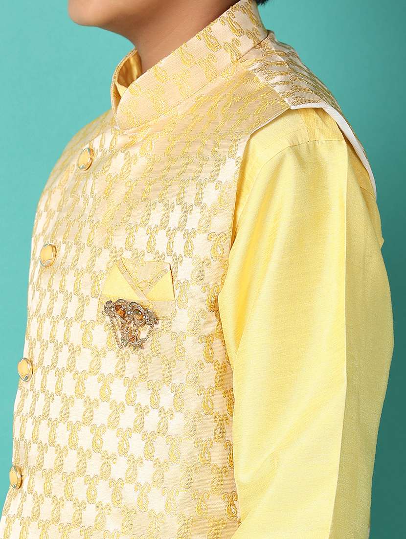 boys self design kurta set with jacket - 21495399 -  Standard Image - 4