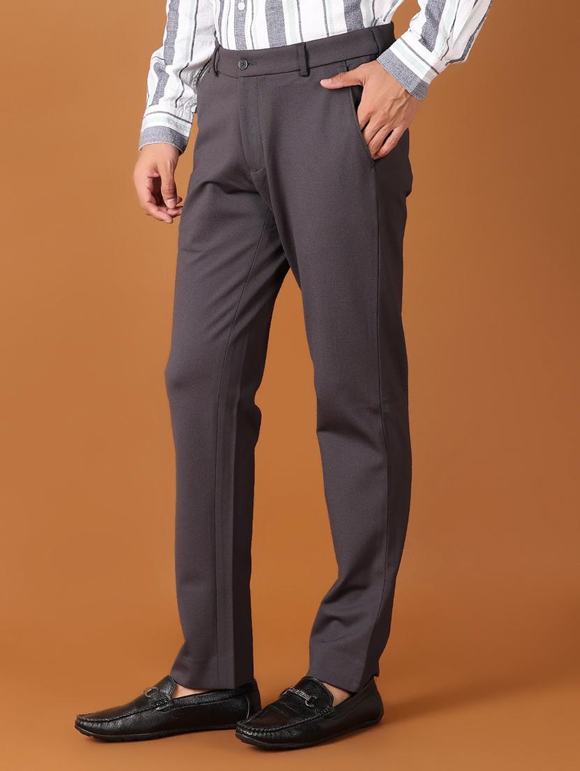 men solid flat front slim fit trouser - 21495432 -  Standard Image - 1