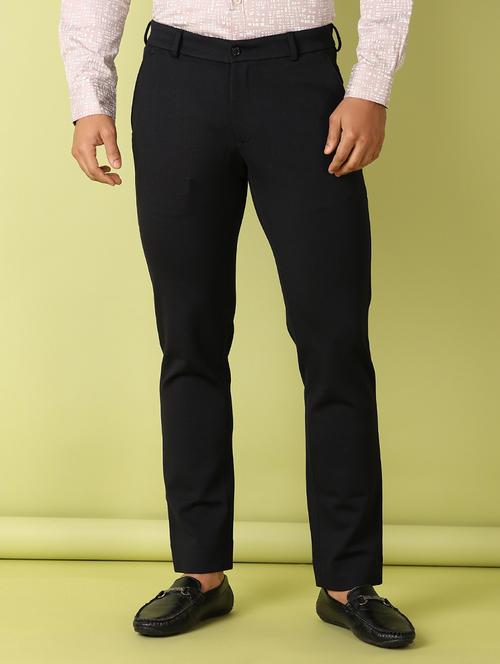 men solid flat front slim fit trouser - 21495433 - Standard Image - 0