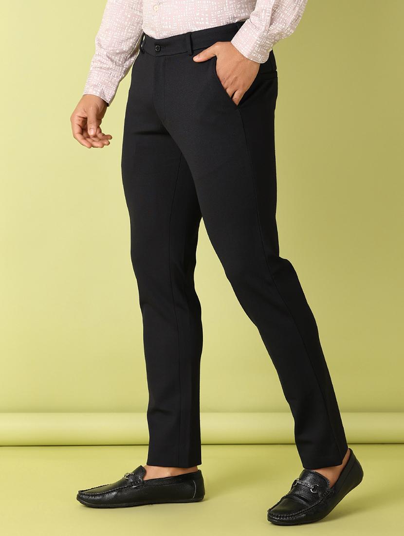 men solid flat front slim fit trouser - 21495433 - Standard Image - 1