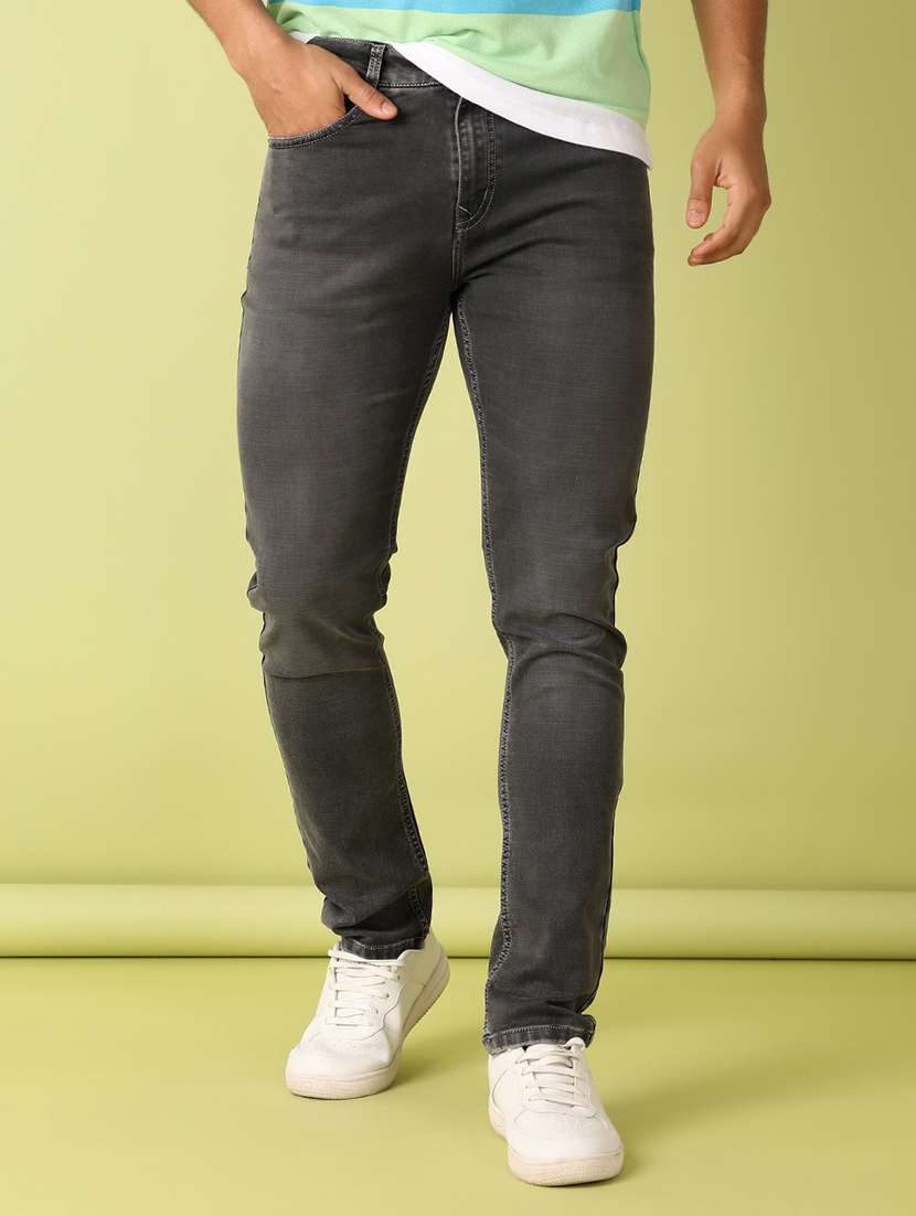 men solid skinny fit jeans